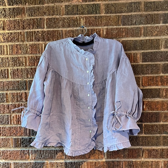 Beautiful Linen Ruffle Shirt - Picture 3 of 4